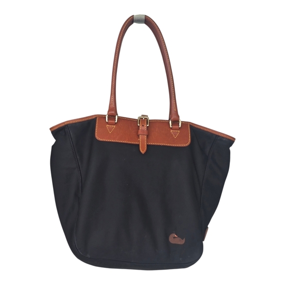 Dooney & Bourke Handbags - Dooney & Bourke Nylon Leather Trim Tote Bag Women Medium Brown Black